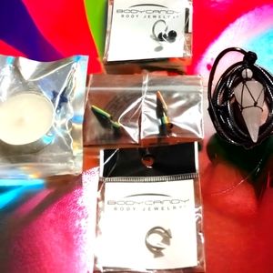 NIB collection lot of body jewelry crystal pendant necklace and candle